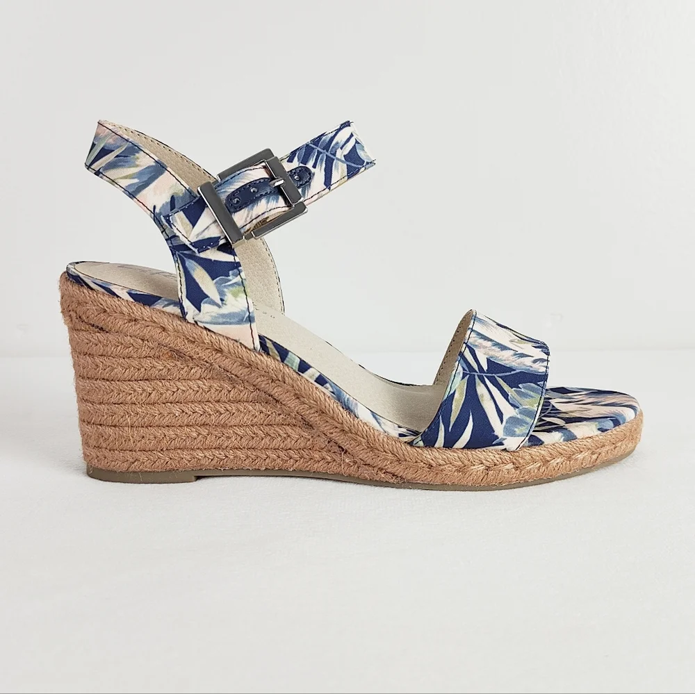 NEW! LifeStride Wedge Sandals Tango 2 Espadrilles Size 10 Heels Straw Woven Open